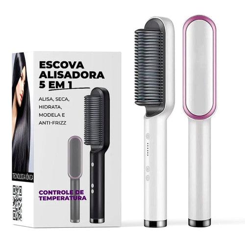 Escova alisadora 5 em 1 alisa seca hidrata modela - Maga Shop